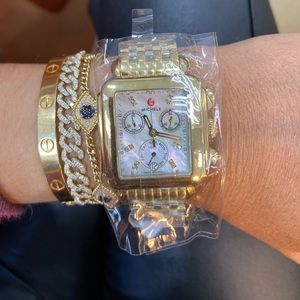 Michele deco gold watch